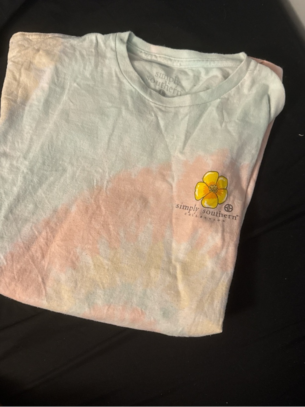 Simply Southern Tie-Dye Tee with Yellow Flower